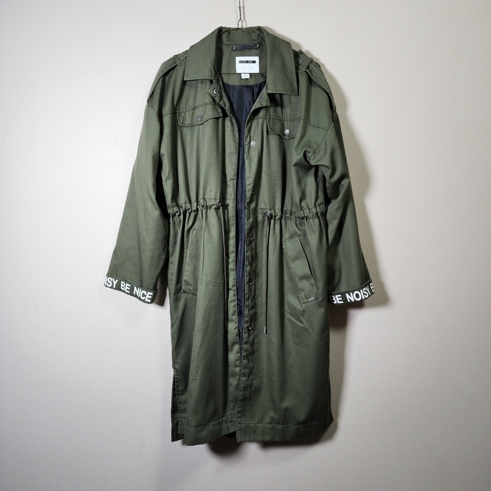 Noisy may long oversized trench coat color military green size small